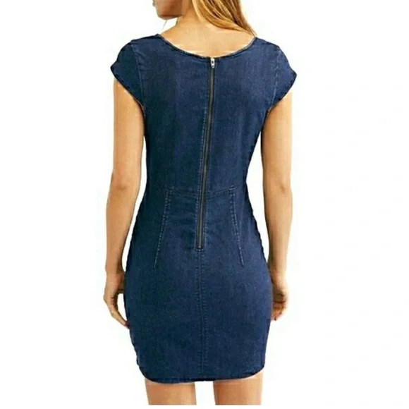 Free People Lia Denim Mini Dress Blue Cap Sleeve
Bodycon Sweetheart Neckline XS - Picture 2 of 10
